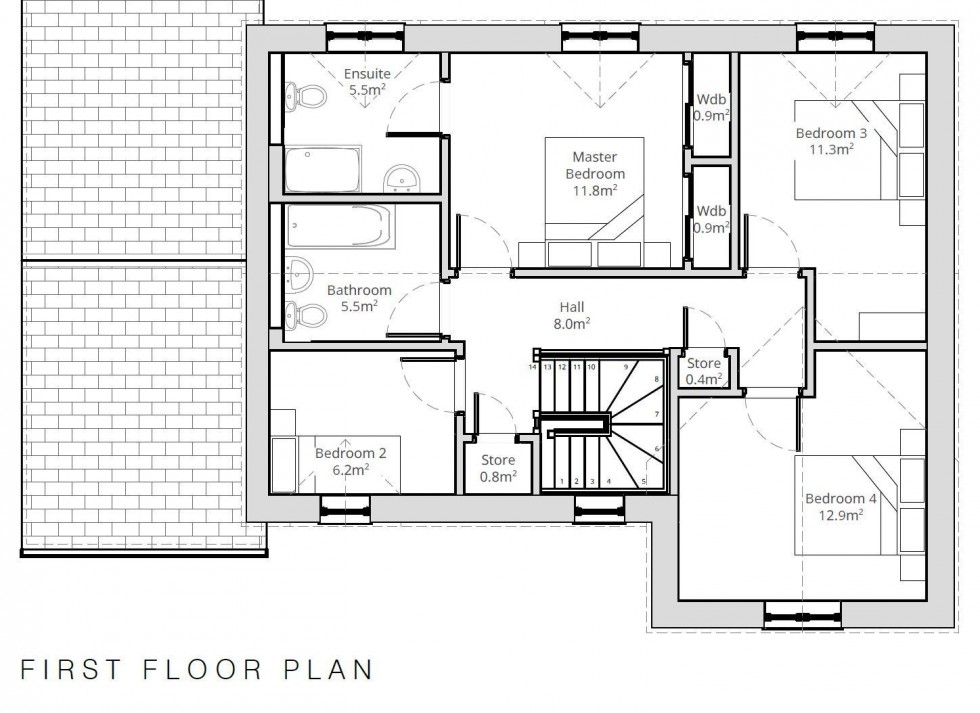 Floorplan for Plot 9, Hillside Terrace, Selkirk