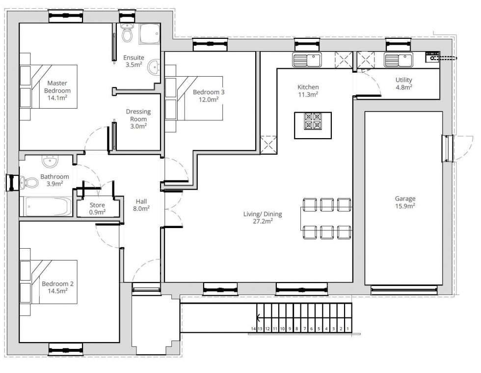 Floorplan for Jedbank 1 Hillside Terrace, Selkirk