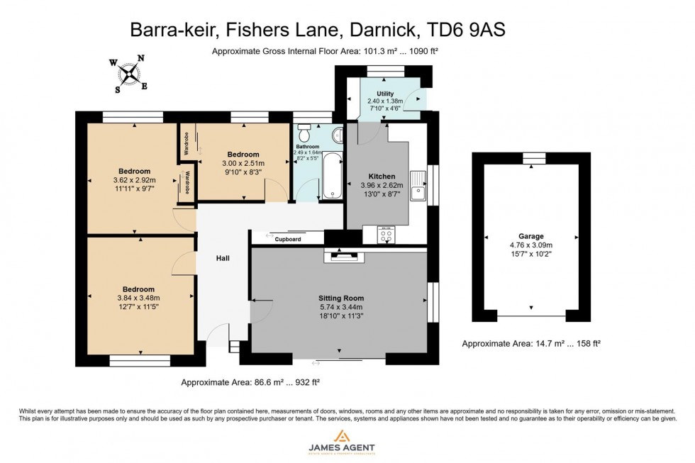Floorplan for Barra-Keir, Fishers Lane, Darnick, Melrose