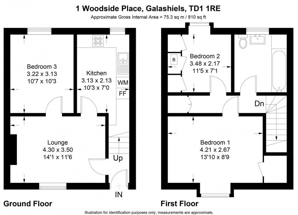 Floorplan for 1 Woodside Place, Galashiels