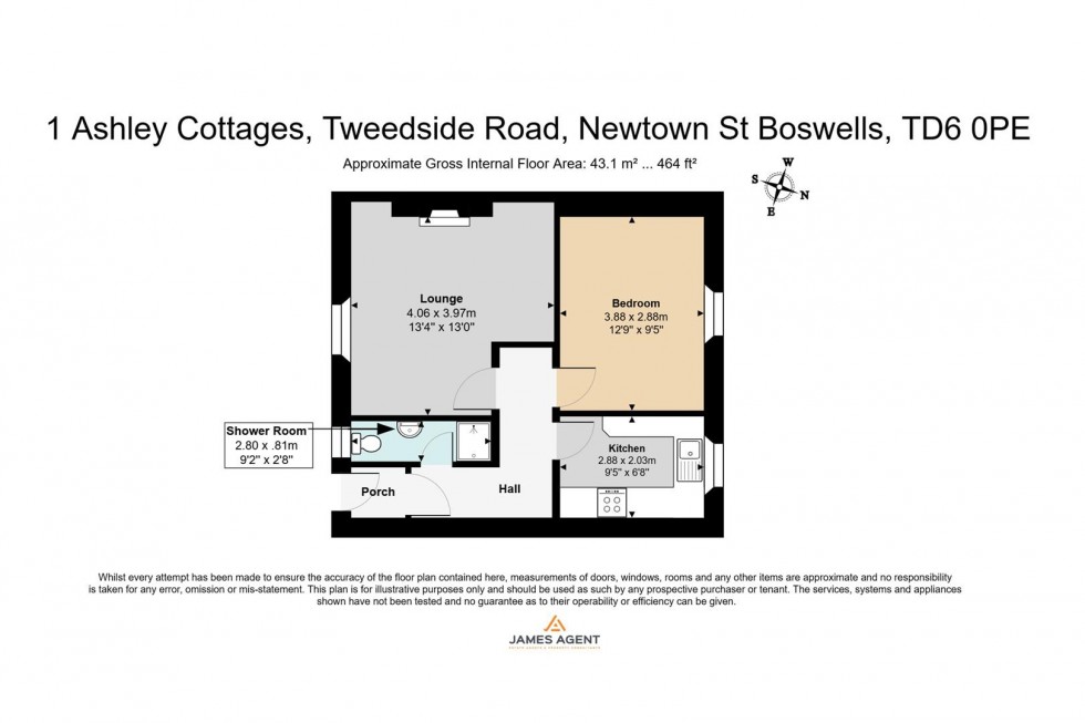 Floorplan for 1 Ashley Cottages, Tweedside Road, Newtown St. Boswells