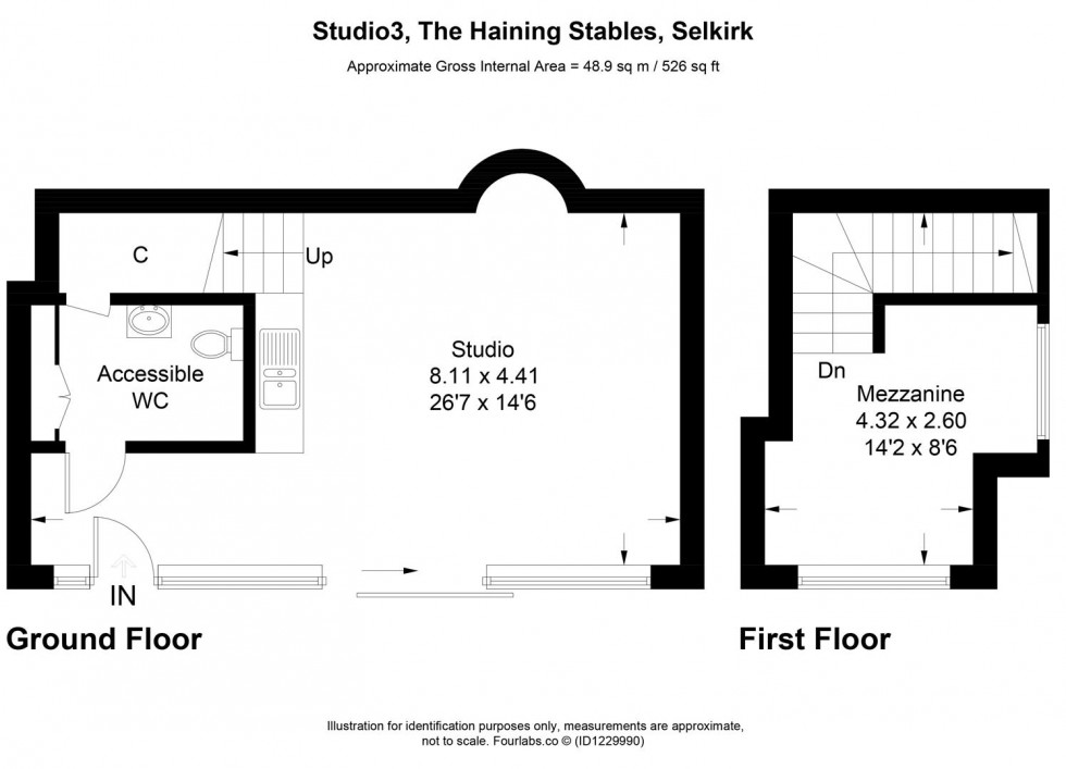 Floorplan for Studio 3, The Haining Coach House, Selkirk, TD7 5LR