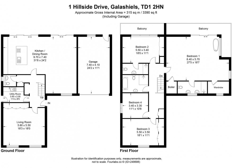 Floorplan for 1 Hillside Drive, Galashiels
