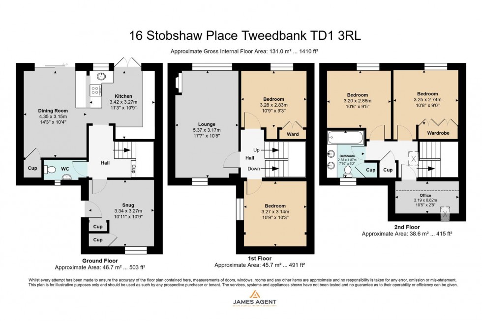 Floorplan for 16 Stobshaw Place, Tweedbank, Galashiels