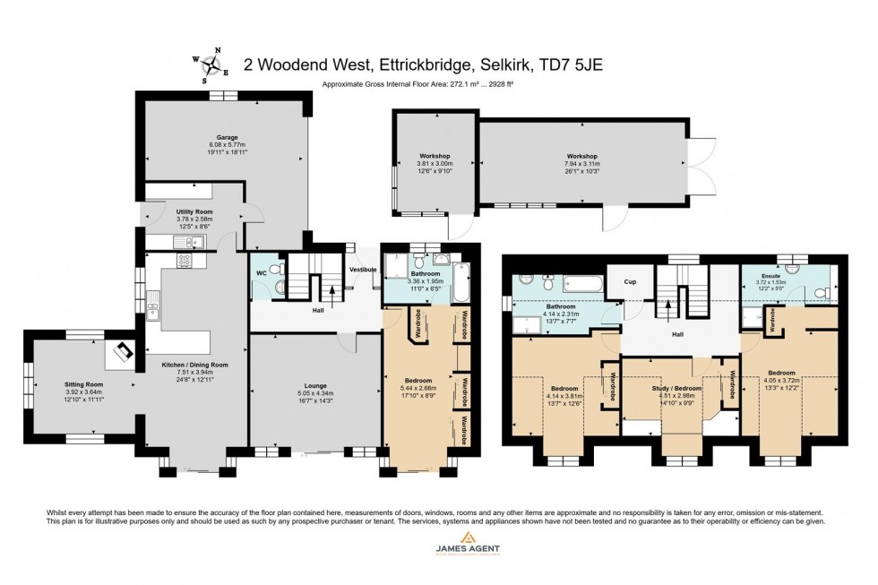 Floorplan for Woodend West, Ettrickbridge, Selkirk