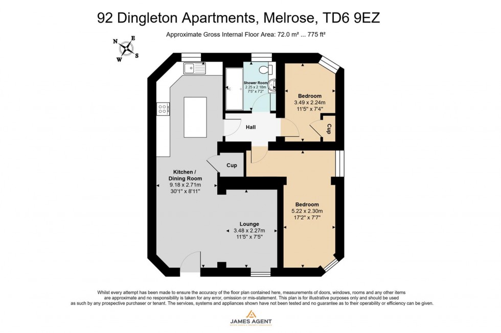 Floorplan for 92 Dingleton Apartments, Chiefswood Road, Melrose