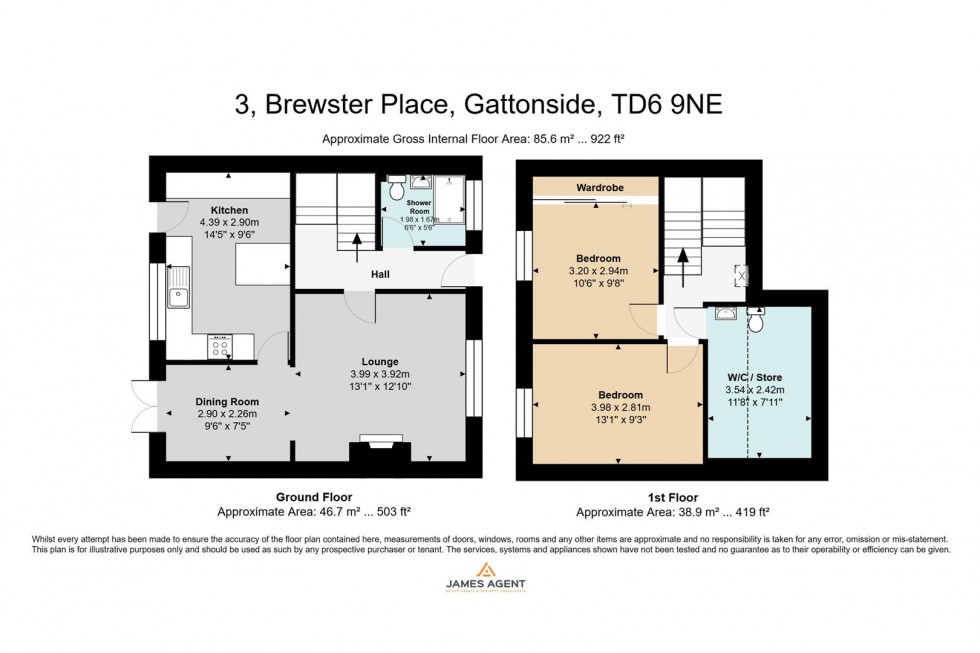 Floorplan for 3 Brewster Place Gattonside, TD6