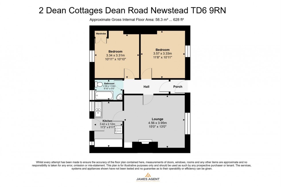 Floorplan for 2 Dean Cottages, Dean Road, Newstead