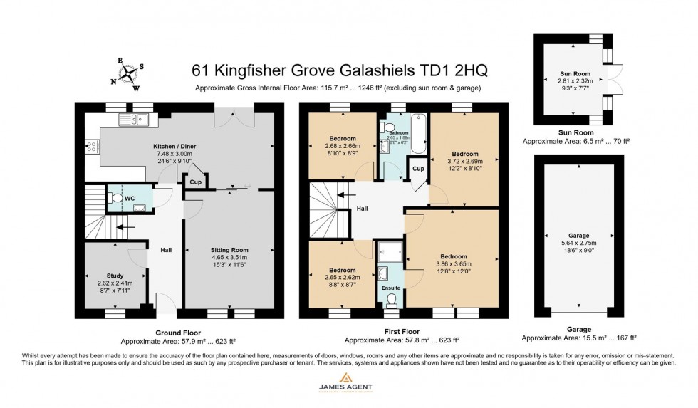 Floorplan for 61 Kingfisher Grove, Galashiels