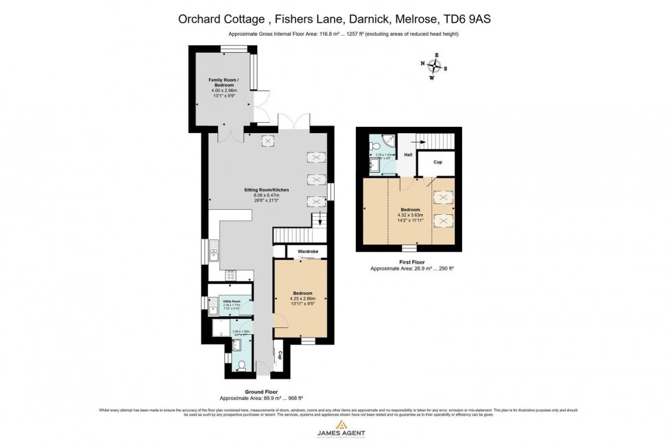 Floorplan for Fishers Lane, Darnick, Melrose