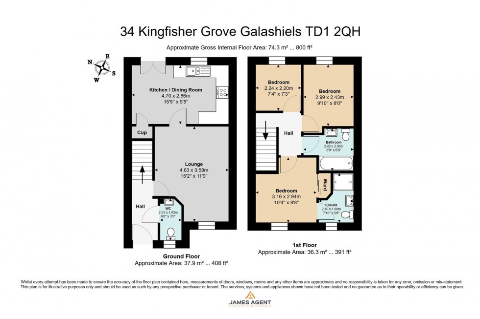 Floorplan for 34 Kingfisher Grove, Galashiels