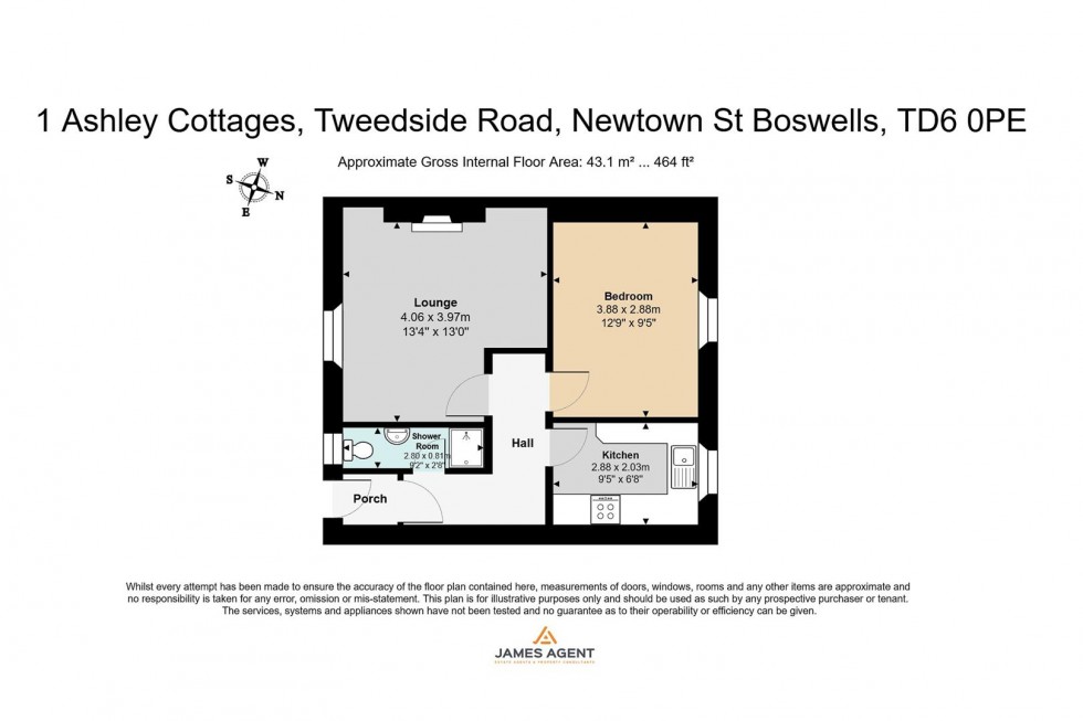 Floorplan for 1 Ashley Cottages, Tweedside Road, Newtown St. Boswells