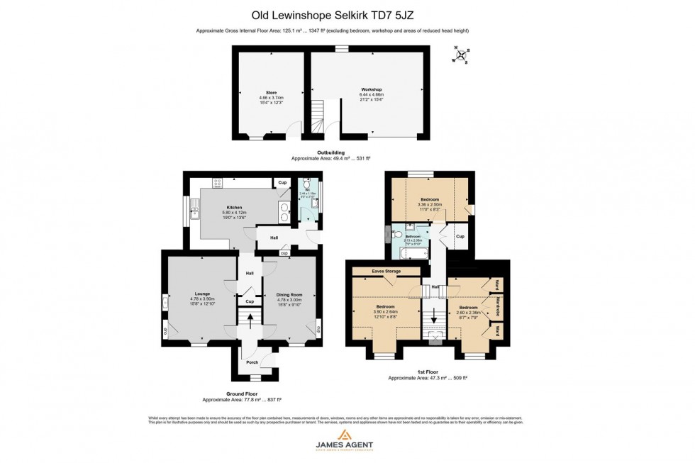 Floorplan for Old Lewinshope, Nr Yarrowford