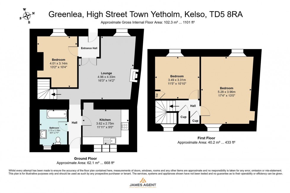 Floorplan for Greenlea, High Street, Town Yetholm, Kelso