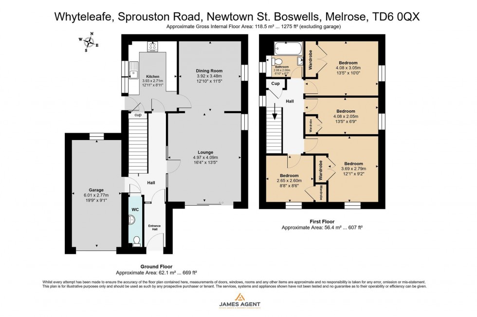 Floorplan for Whyteleafe, Sprouston Road, Newtown St. Boswells, Melrose